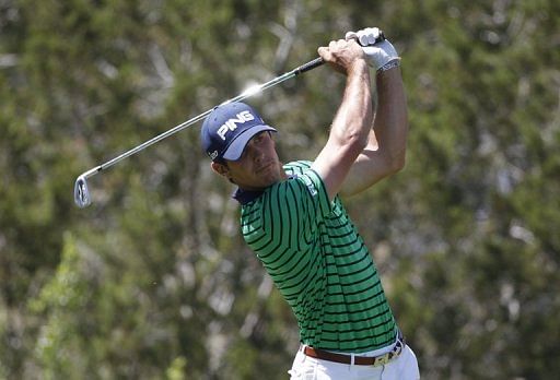 Billy Horschel hits his tee shot on the 7th hole during the 2nd round of the Valero Texas Open on April 5, 2013