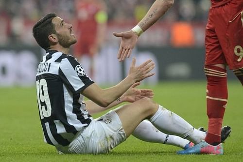 Juventus defender Leonardo Bonucci is pictured during their Champions League match against Bayern on April 2, 2013 Juventus defender Leonardo Bonucci is pictured during their Champions League match against Bayern on April 2, 2013