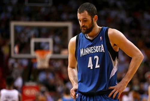 Kevin Love of the Minnesota Timberwolves during a game on December 18, 2012