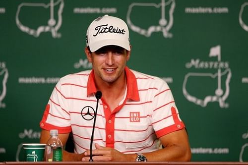 Adam Scott talks to the media on April 9, 2013 in Augusta