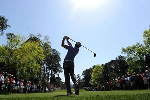 Rory McIlroy plays during a practice round on April 9, 2013 in Augusta