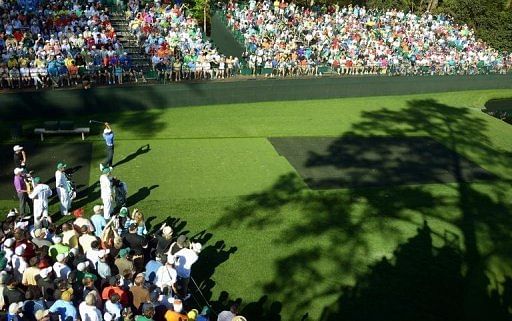 Tiger Woods of the US during a practice round on April 10, 2013 in Augusta