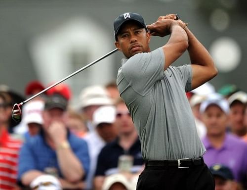 Tiger Woods of the US tees off during the 77th Masters golf tournament, April 11, 2013 in Augusta, Georgia