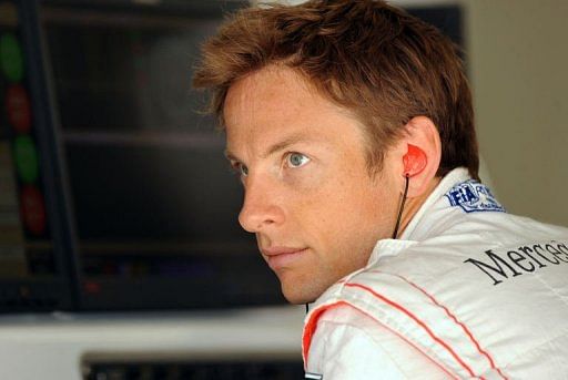 McLaren driver Jenson Button at the first practice session of the F1 Chinese GP in Shanghai on April 12, 2013