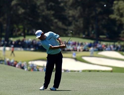 Tim Clark of South Africa plays during the third round of the 77th Masters, April 13, 2013 in Augusta, Georgia