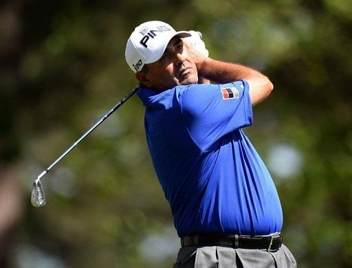 Angel Cabrera of Argentina plays during the third round of the 77th Masters, April 13, 2013 in Augusta, Georgia