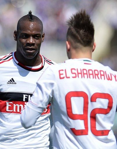 AC Milan's Mario Balotelli (L) and Stephan El Shaarawy, pictured in Florence, on April 7, 2013 AC Milan's Mario Balotelli (L) and Stephan El Shaarawy, pictured in Florence, on April 7, 2013
