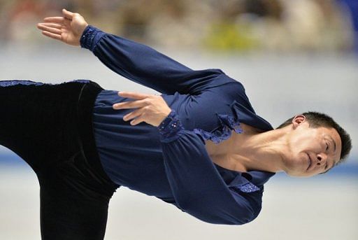 Patrick Chan performs in the men&#039;s short program in Tokyo, on April 11, 2013