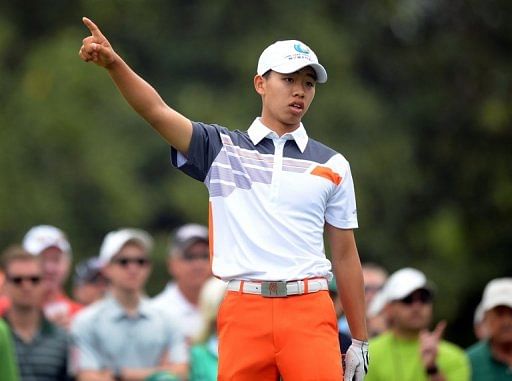 Tianlang Guan, pictured during the fourth round of the 77th Masters golf tournament in Augusta, on April 14, 2013