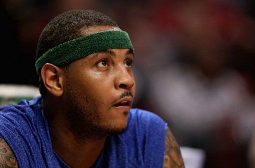 Carmelo Anthony of the New York Knicks is shown on April 11, 2013 in Chicago, Illinois