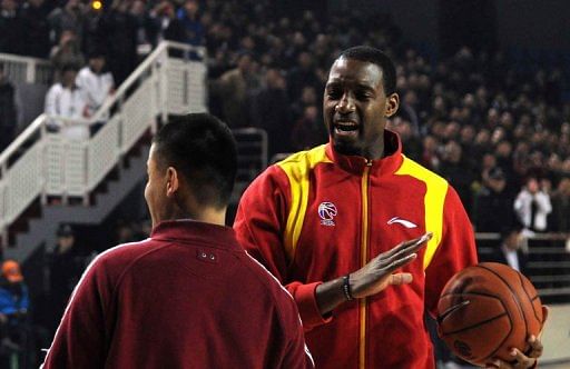 Tracy McGrady is pictured after a match for the Qingdao Eagles in China&#039;s Shandong province on November 20, 2012