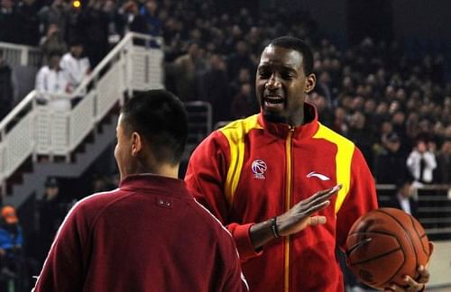 Tracy McGrady is pictured after a match for the Qingdao Eagles in China's Shandong province on November 20, 2012