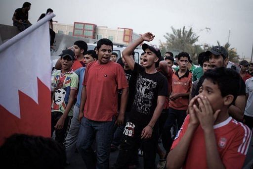 Bahrainis protest against the country&#039;s upcoming Formula One Grand Prix, in Jid Ali village on April 17, 2013