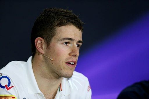 Force India&#039;s Paul di Resta sits during a press conference on April 18, 2013 at the Bahrain International Circuit