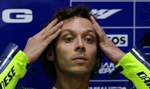 Yamaha MotoGP rider Valentino Rossi of Italy in the Qatari capital Doha on April 6, 2013