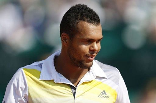 Jo Wilfried Tsonga during his match against Juergen Melzer at the Monte Carlo Masters in Monaco, on April 18, 2013