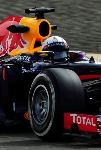 Red Bull&#039;s Sebastian Vettel during the second practice session at the Bahrain International Circuit on April 19, 2013