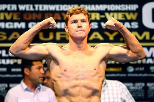 Saul Alvarez at a weigh-in on May 4, 2012 in Las Vegas