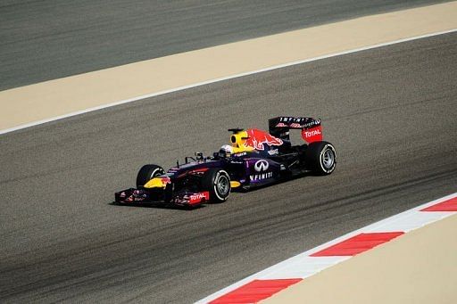 Red Bull Racing&#039;s Sebastian Vettel drives at the Bahrain Formula One Grand Prix in Manama, on April 21, 2013