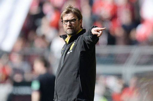 Dortmund&#039;s head coach Juergen Klopp reacts in Dortmund on April 20, 2013