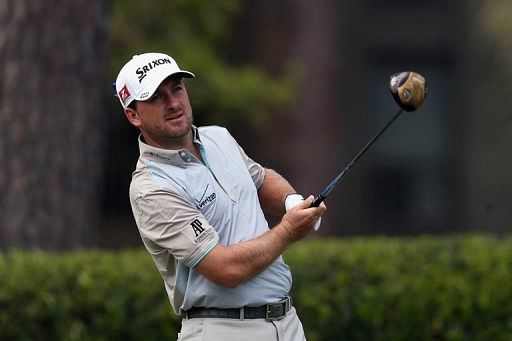 Graeme McDowell hits a tee shot on the first hole during the final round of the RBC Heritage on April 21, 2013