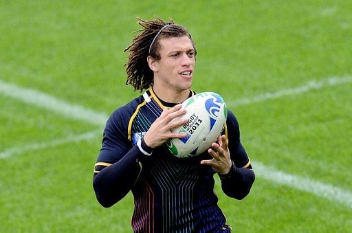 Springbok player Zane Kirchner takes part in a training session in Wellington on October 5, 2011