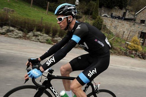 Great-Britain&#039;s Christopher Froome (R) of Sky Procycling team rides on April 21, 2013
