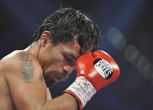 Manny Pacquiao during his WBO welterweight title match against Timothy Bradley on June 9, 2012 in Las Vegas