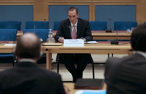 Travis Tygart, chief executive officer of the US Anti-Doping Agency, speaks on April 25, 2013 at the French Senate