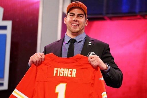 Eric Fisher, pictured after being picked first overall by the Kansas City Chiefs in New York, on April 25, 2013