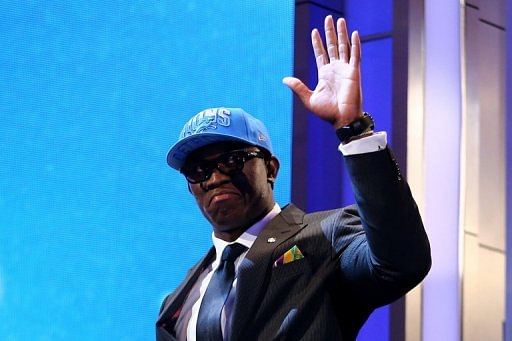 Ezekiel Ansah of the BYU Cougars, seen after being picked fifth overall by the Detroit Lions, on April 25, 2013