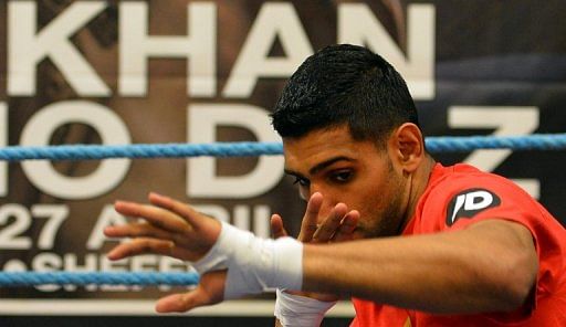 Amir Khan during a training session in Sheffield on April 24, 2013