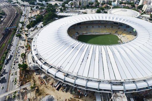 Aerial view of the Maracana Stadium in Rio de Janeiro on April 11, 2013