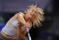 Maria Sharapova serves the ball to Angelique Kerber in their WTA Grand Prix in Stuttgart semi-final on April 27, 2013