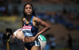 Harrison soars past Olympian hurdlers at Drake