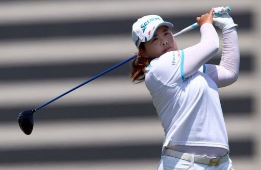 Park In-Bee hits a tee shot during the final round of the North Texas LPGA Shootout on April 28, 2013