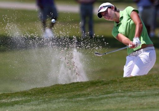 Carlota Ciganda hits a shot during the final round of the North Texas LPGA Shootout on April 28, 2013