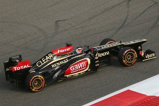 Lotus&#039;s Kimi Raikkonen at the Bahrain International Circuit in Manama on April 21, 2013