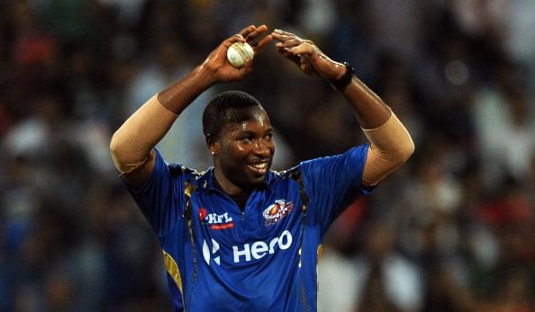 Mumbai Indians bowler Kieron Pollard rea