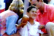 World number one tennis player Monica Seles (C) gr