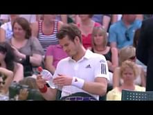 Video: Murray's water incident at Wimbledon 2012