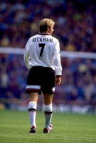 David Beckham of Manchester United in action against West Ham in the FA Carling Premiership game at Upton Park, London, England. The game ended 0-0 . Mandatory Credit: Gary M Prior/Allsport
