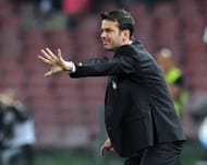 Andrea Stramaccioni head coach of Inter during the Serie A match between SSC Napoli and FC Internazionale Milano at Stadio San Paolo on May 5, 2013 in Naples, Italy. (Photo by Giuseppe Bellini/Getty Images)