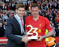 Carra hits post in final game for Liverpool