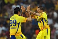 Chennai Super Kings fielder Badrinath (R