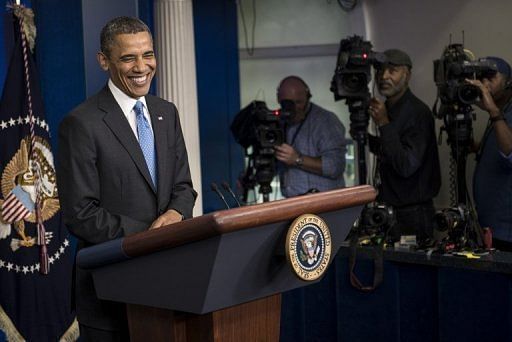US President Barack Obama during a press conference at the White House on April 30, 2013