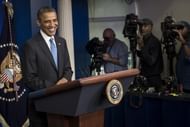 US President Barack Obama during a press conference at the White House on April 30, 2013