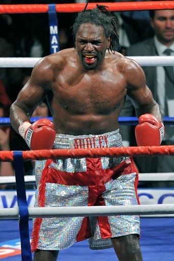 Audley Harrison wins the European Heavyweight Championship title at Alexandra Palace in North London, April 9, 2010