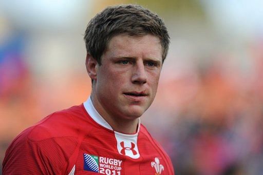 Wales&#039; fly-half Rhys Priestland in action on September 18, 2011