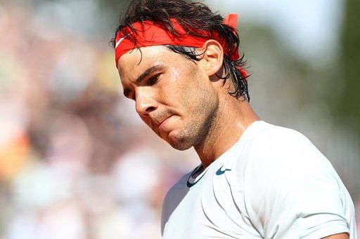 Spain&#039;s Rafael Nadal reacts during his final match against Serbia&#039;s Novak Djokovic, in Monte-Carlo, April 21, 2013